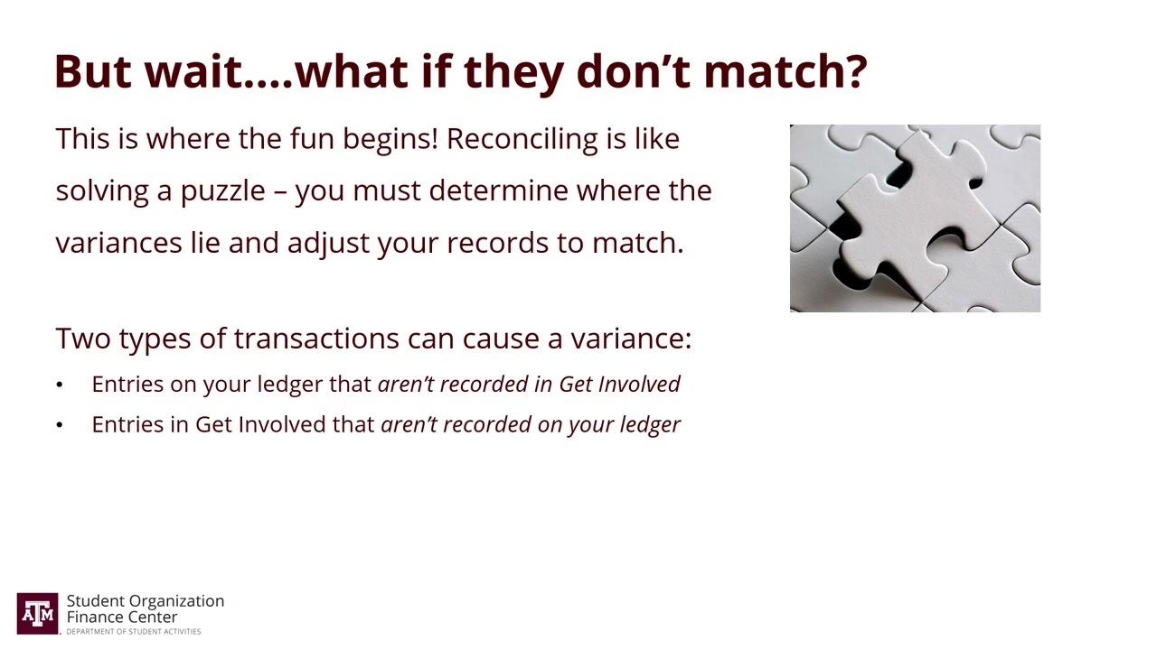 SOFC Educational Workshop: Reconciling Your SOFC Accounts