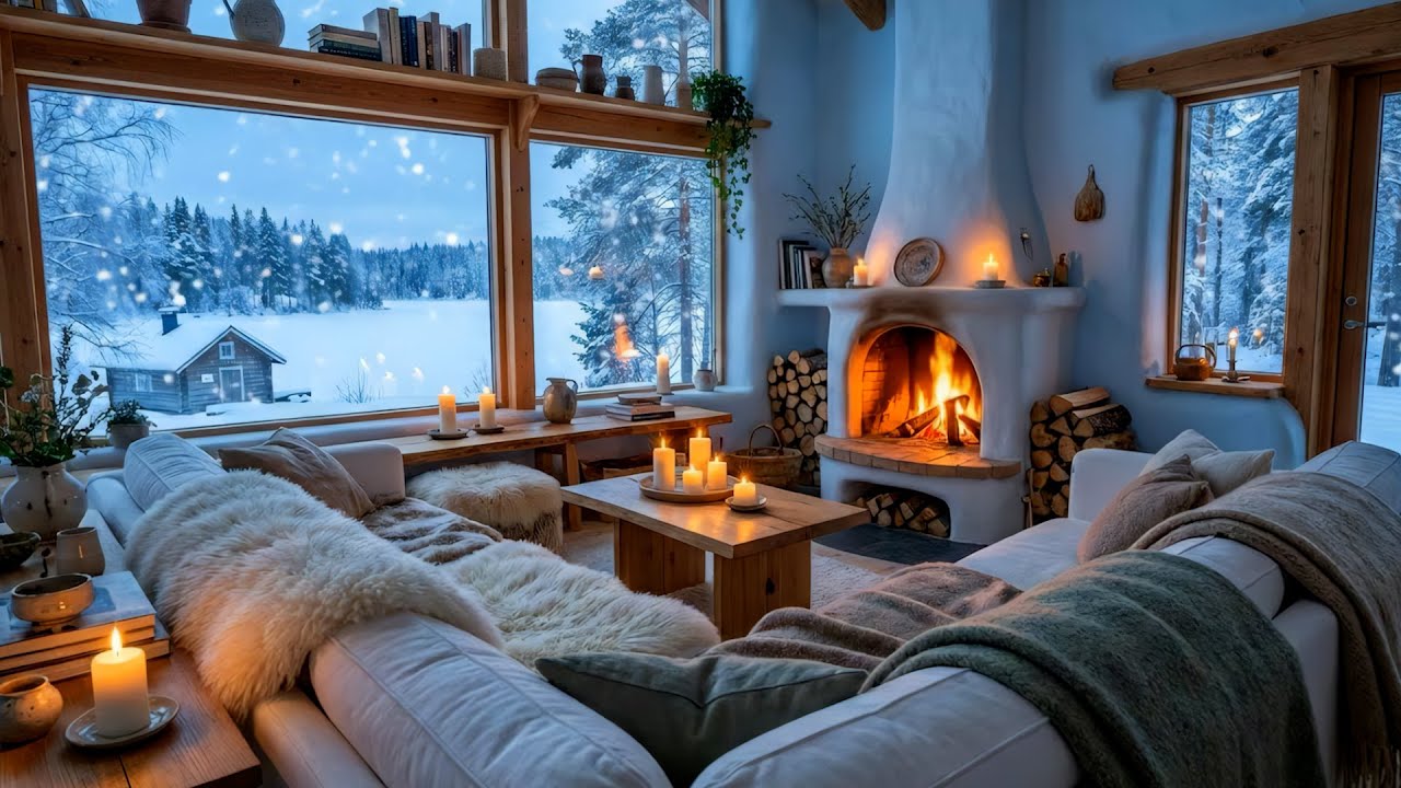 🎼❄️ Свечное Пианино в Зимнем Лаунже для Учёбы, Расслабления и Глубокого Сна