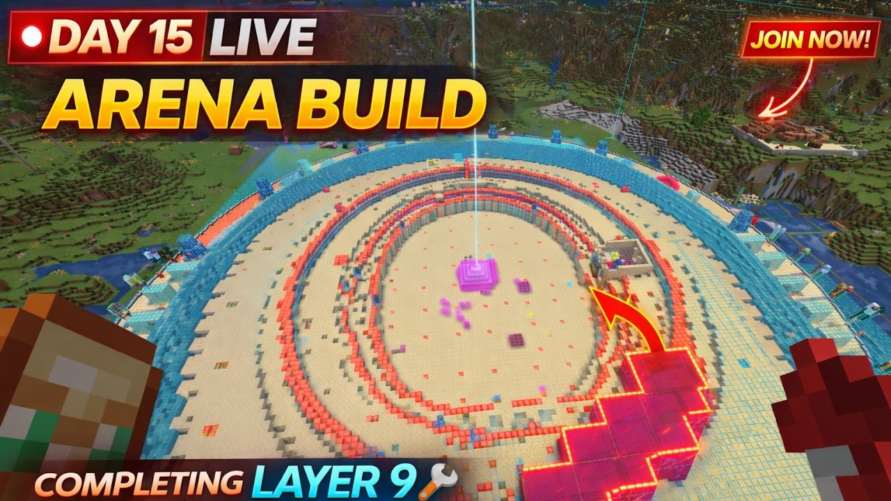 Arena Build Day 15 🔥 Completing Layer 9 | Minecraft SMP Live