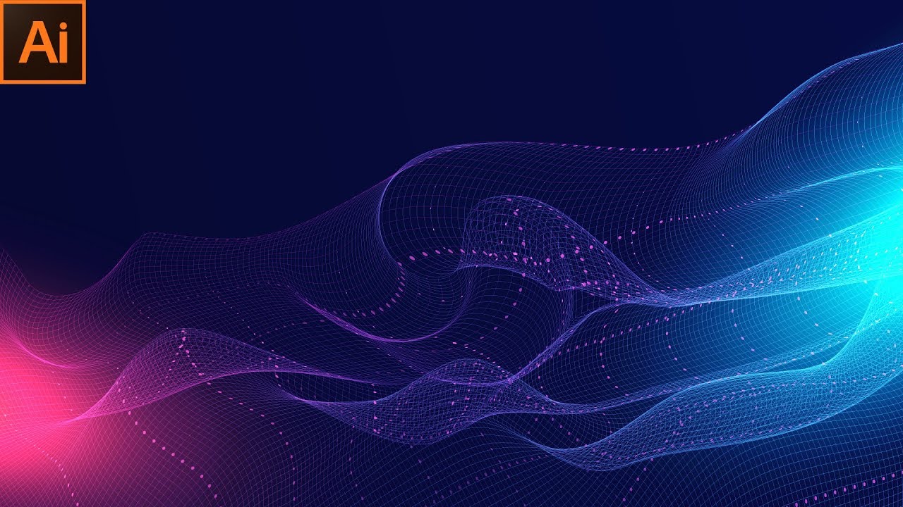 Abstract Technology Background Design | Wavy Line Design | Blend Vector Art in Adobe Illustrator CC
