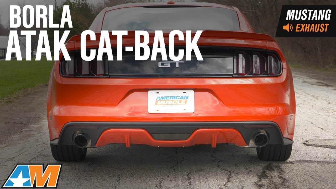 2015-2017 Mustang GT Fastback Borla ATAK Cat-Back w/ Black Chrome Tips Exhaust Sound Clip & Install