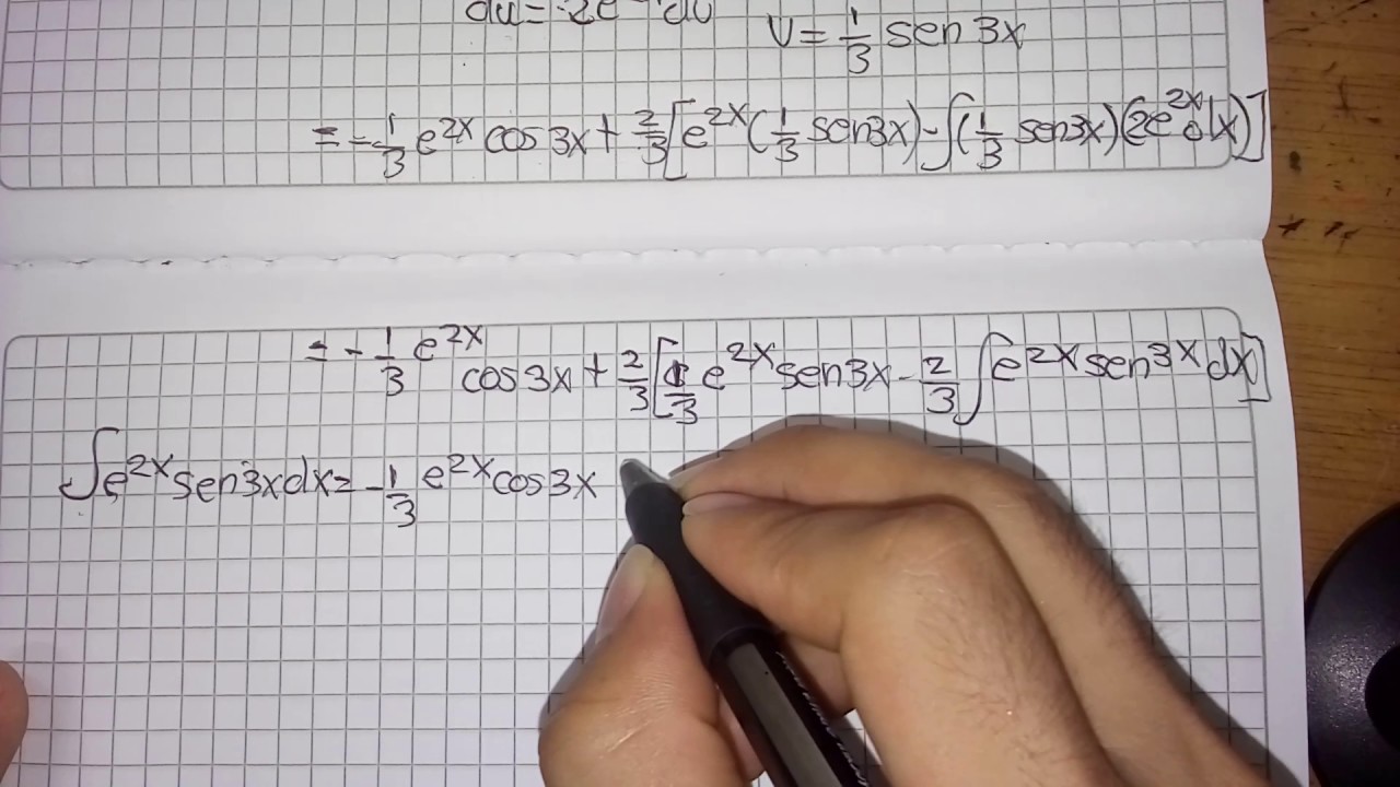 integracion por partes integral e^2x sen3x dx