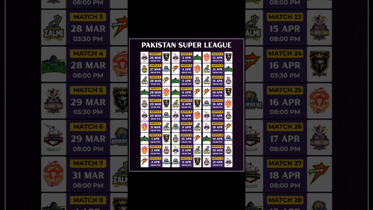 HBL PSL Schedule 2026 🔥 Pakistan Super League | PSL 2026 | PSL Fixtures 2026 | PSL Schedule 2026 |