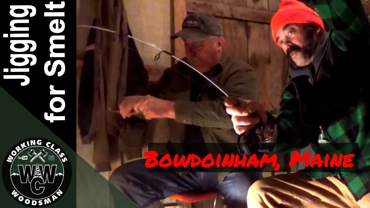 Ловля корюшки на джиг в лагере Лейтона, Боудоинхэм, штат Мэн.