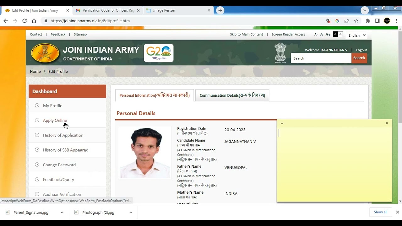 Indian Army TGC Online Application Form Fill Up 2023 Tamil