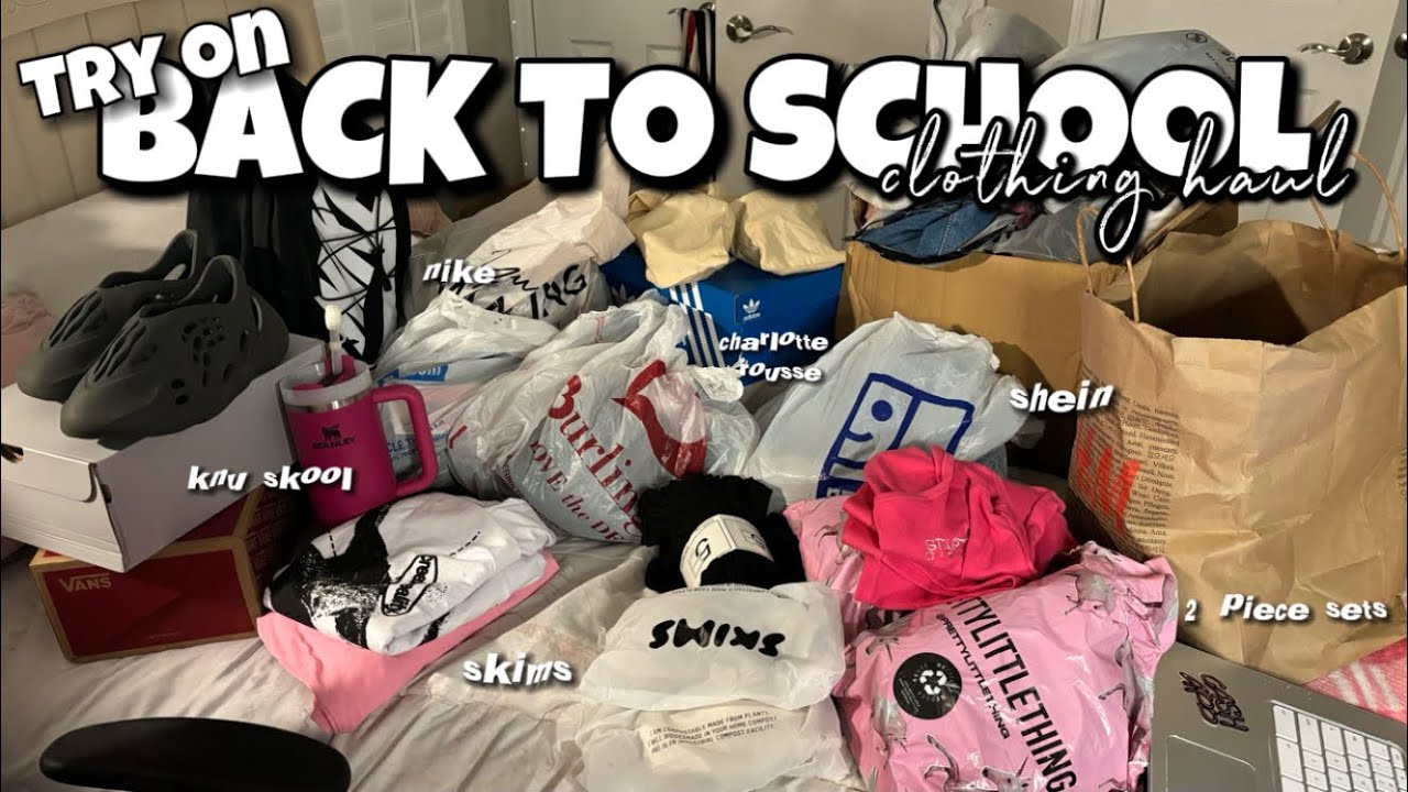 BACK TO SCHOOL CLOTHING HAUL 2024 || plt, shein, skims, champs **try on**