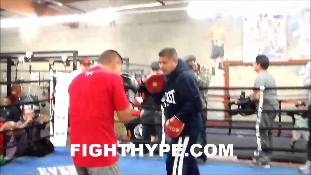 MIKEY GARCIA WORKS THE MITTS WITH ROBERT GARCIA IN PREPARATION FOR JUAN CARLOS BURGOS