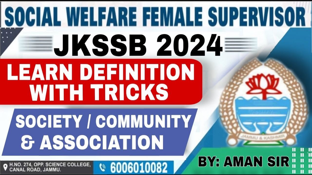 Definition by Tricks : Society Community and Association || Female Supervisor 2024