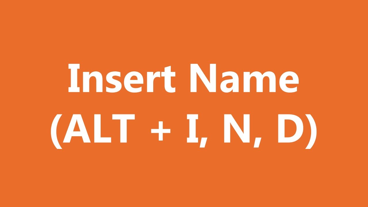 Excel Shortcuts - Insert Name