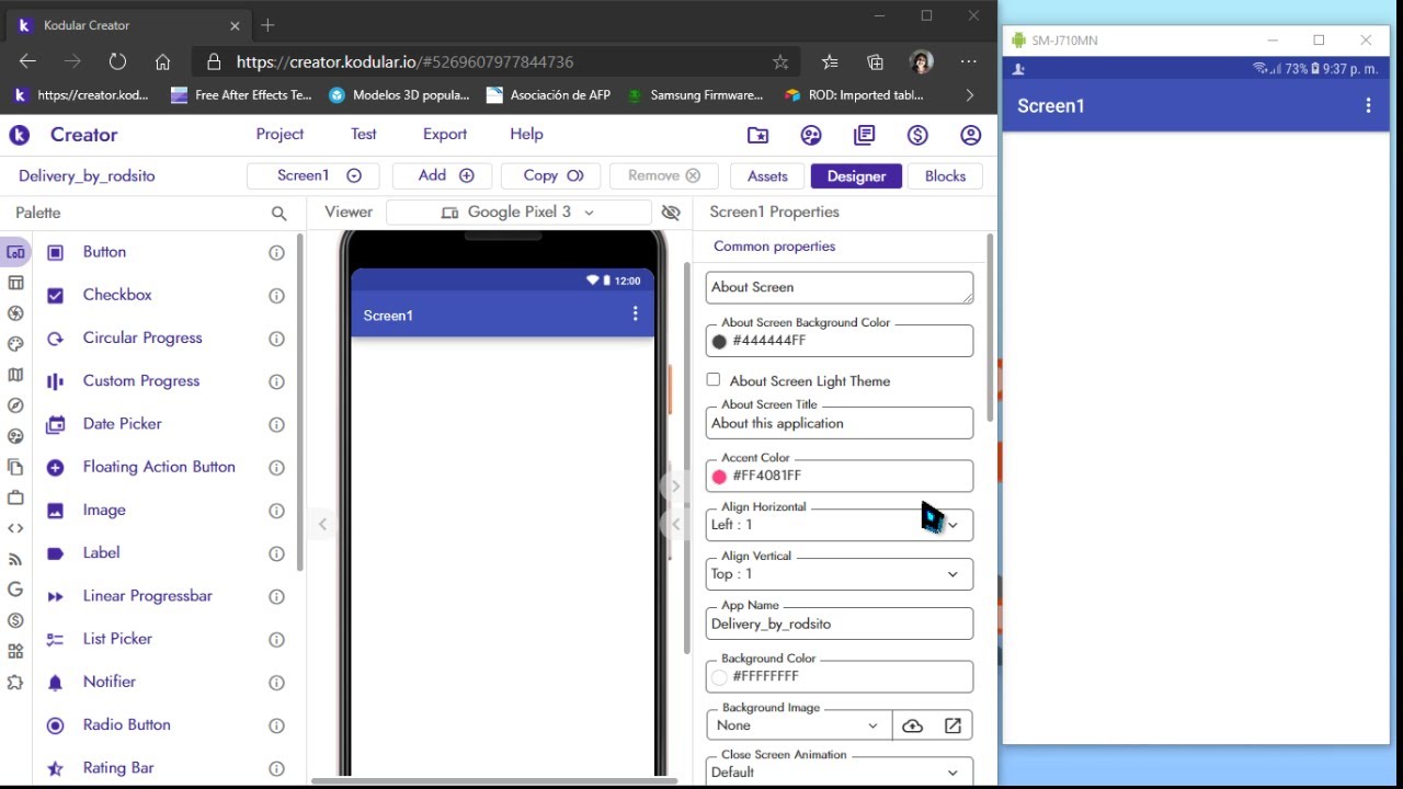 Creando apps con kodular/delivery/parte 01- diseño de login y sign in