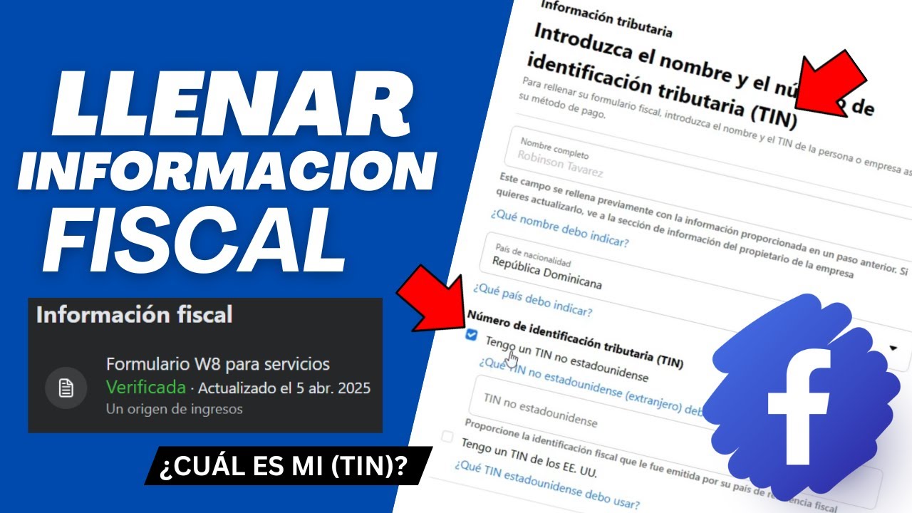 Como LLENAR información FISCAL en Facebook ¿Cuál es mi TIN?