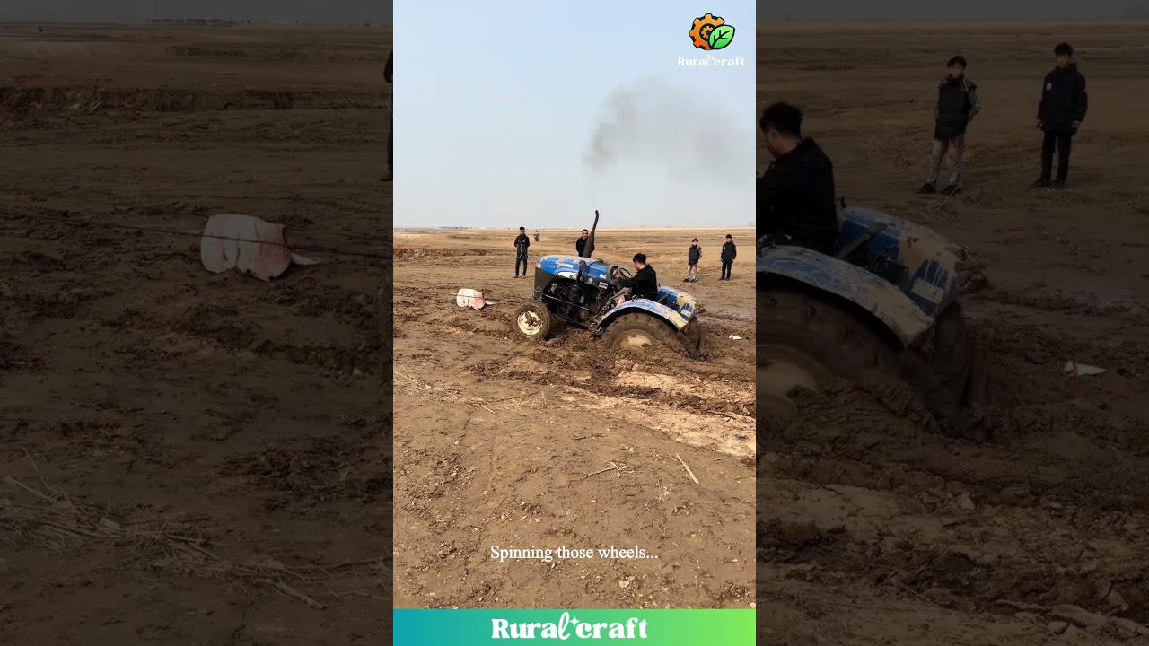 Tractor Pulled Out of DEEP MUD! #fail #tractor #mud #rescue #satisfying