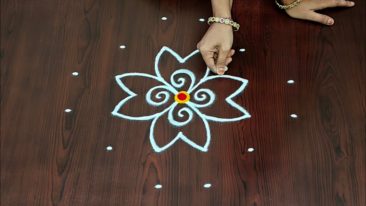 6&times;2dots easy rangoli|daily muggulu|thipkyanchi,festival rangoli|traditional rangoli#Rang Kaa Rangoli