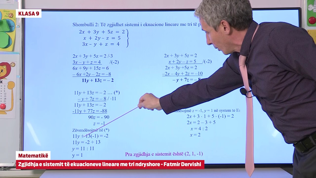 e Mesimi Klasa 9 - 9109 Matematikë - Zgjidhja e sistemit të ekuacioneve lineare me tri ndryshore