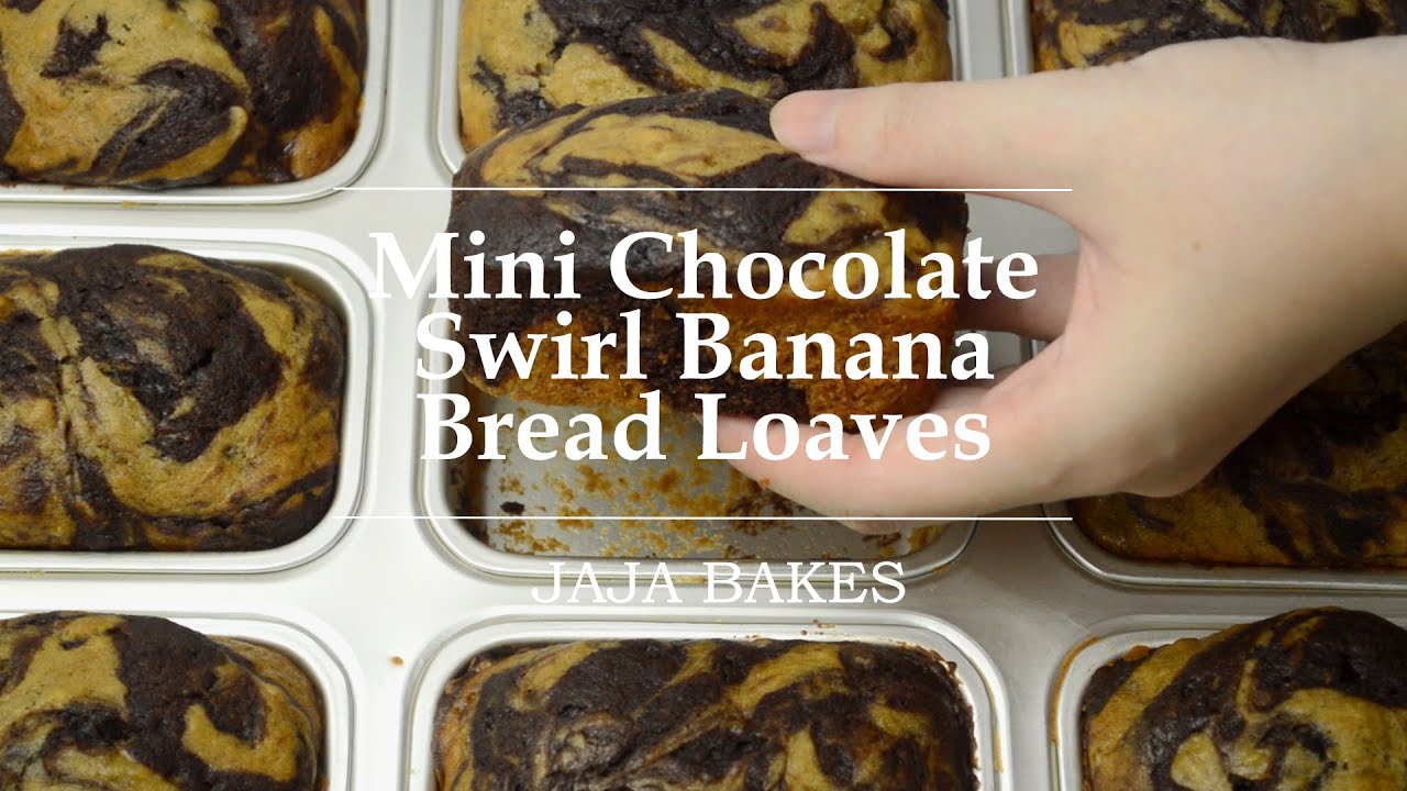 Mini Chocolate Swirl Banana Bread Loaves | Kue Pisang Marble Coklat Mini | Jaja Bakes