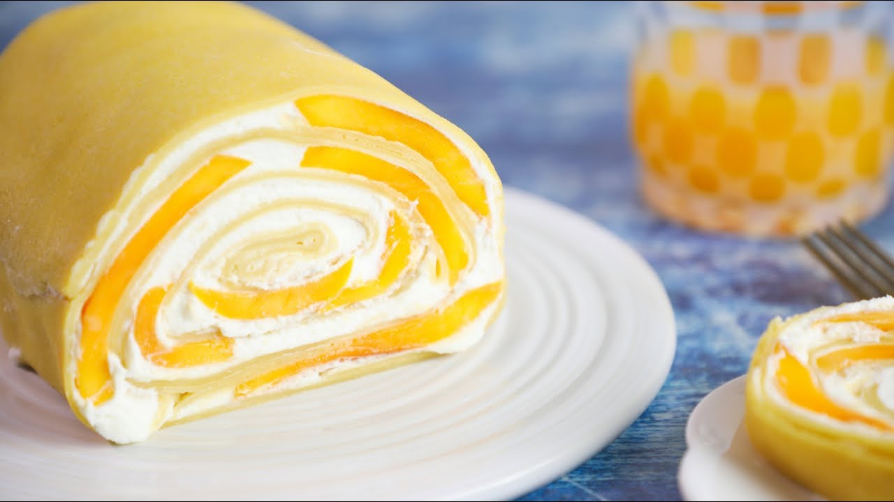 Mango Crepe Roll Cake | 芒果毛巾蛋糕卷 | Gâteau roulé de crêpes aux mangues