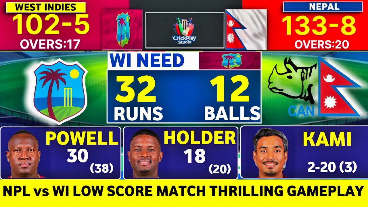 NEPAL vs WEST INDIES Low Score T20 Match | Incredible | Gameplay