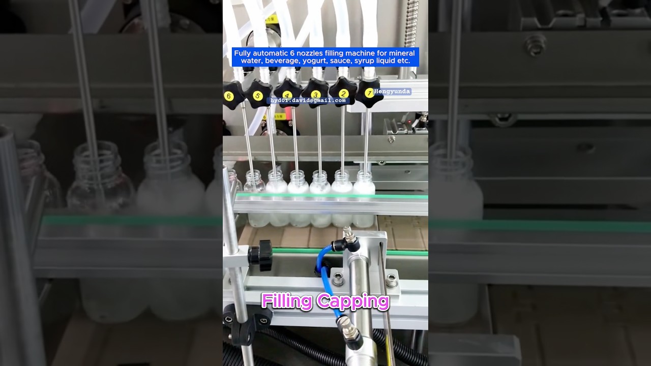 Automatic liquid filling line| 6 nozzle filling machine| capping machine| mineral water packaging &hellip;