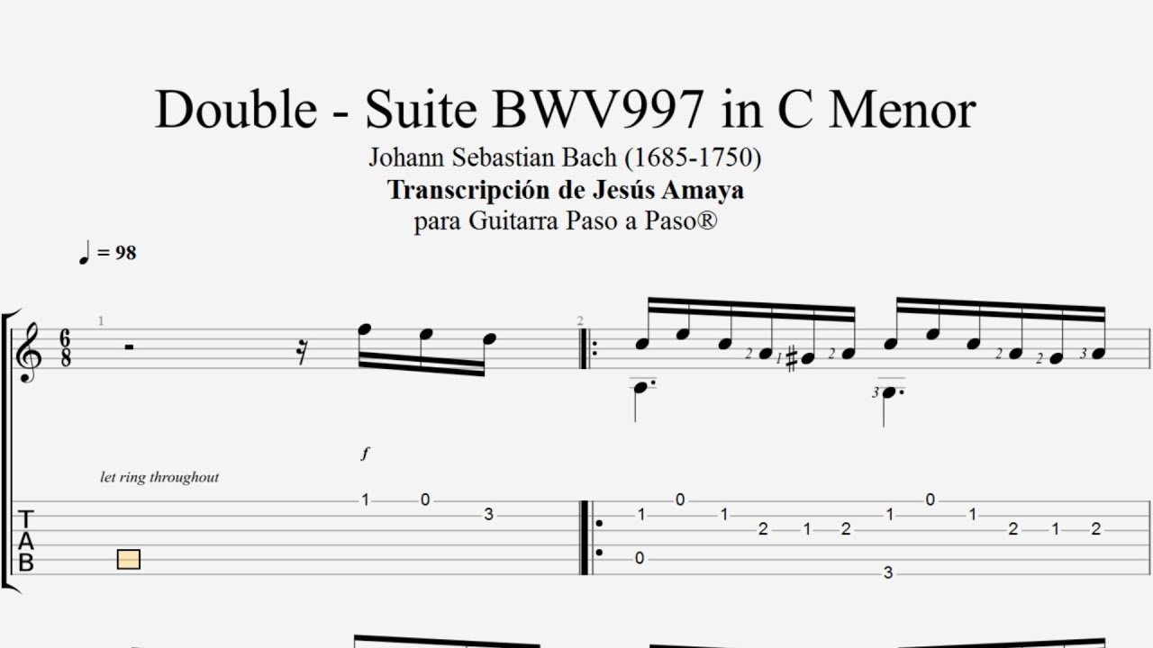 Double - Suite BWV 997 - BACH - Tablatura por Jesús Amaya...