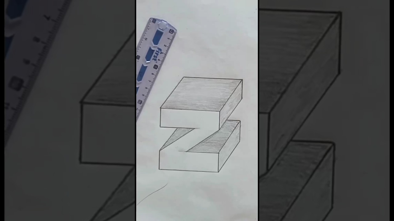 3d letter z|| drawing|| ghamgeen Aftab Art||2023 drawing skills||