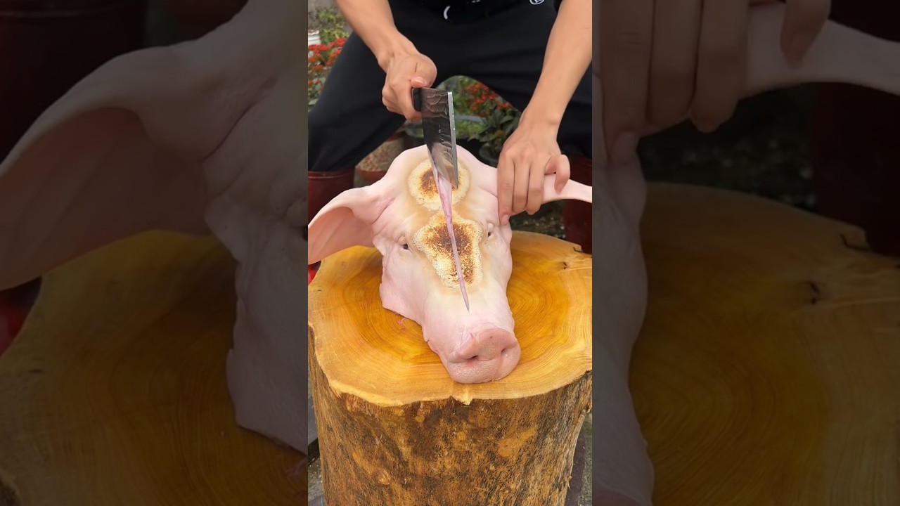 Pig Head 🍗 Cutting Skills By Professional Cutter || Best Cutting Skills | #pigeon