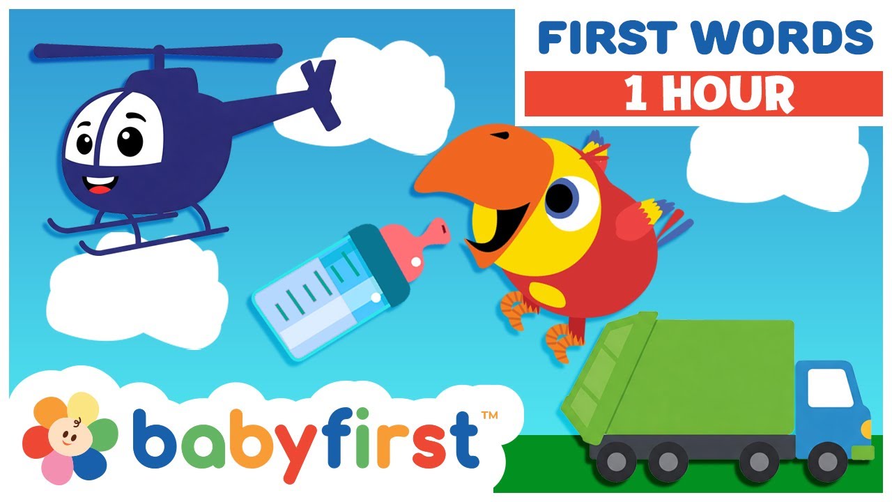 Learning Vocabulary Is SUPER Easy with Larry the Parrot | First words for kids | ESL | BabyFirst TV