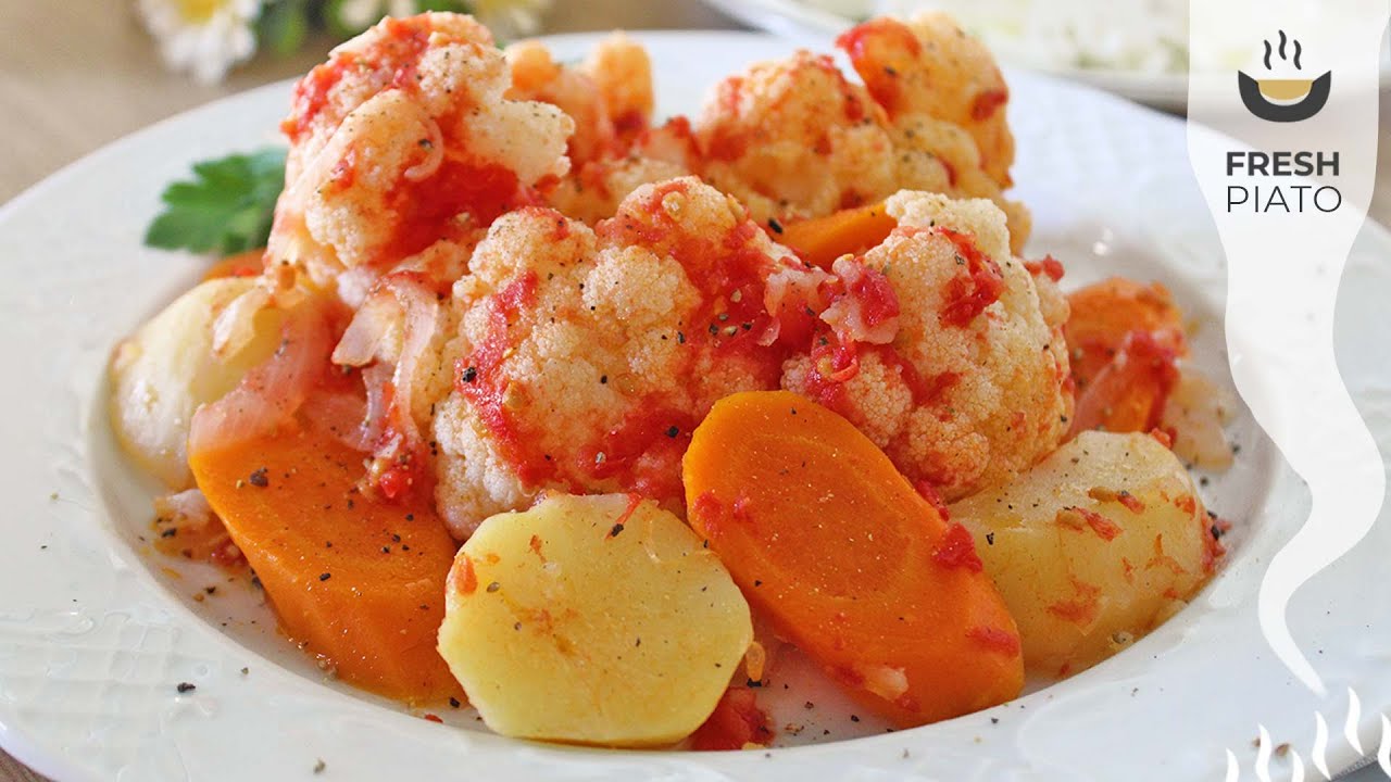 Braised Cauliflower - An easy Greek-Style vegan meal | Fresh Piato