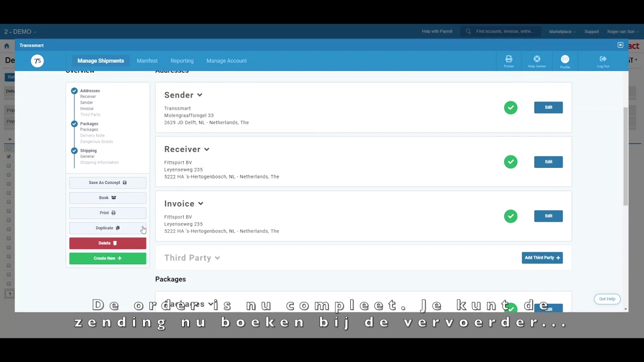 Exact Online connection with Transsmart | Delivery Management Software