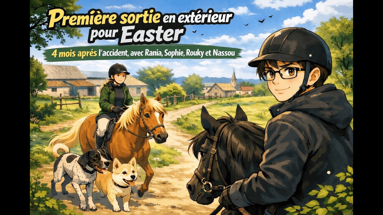 Première sortie en extérieur pour Easter, 4 mois après l'accident!