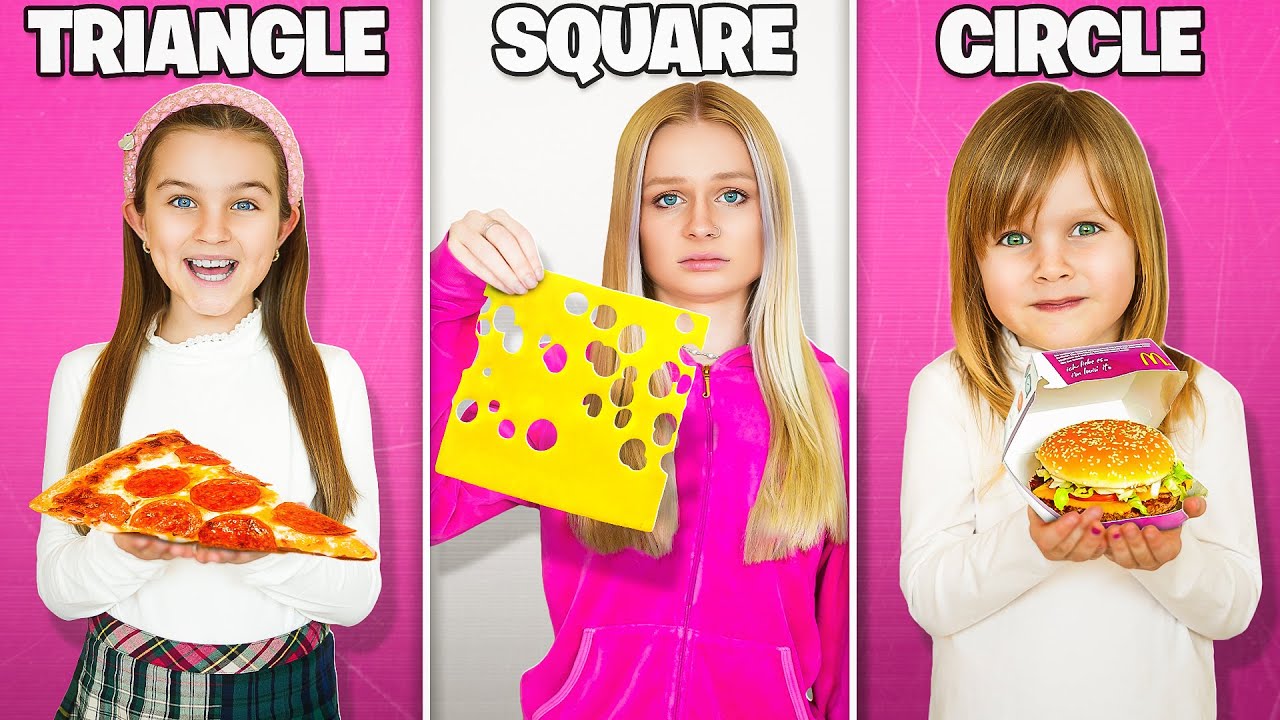 ONLY EATING in your GEOMETRIC SHAPE FOODS for 24 HOURS! | Family Fizz