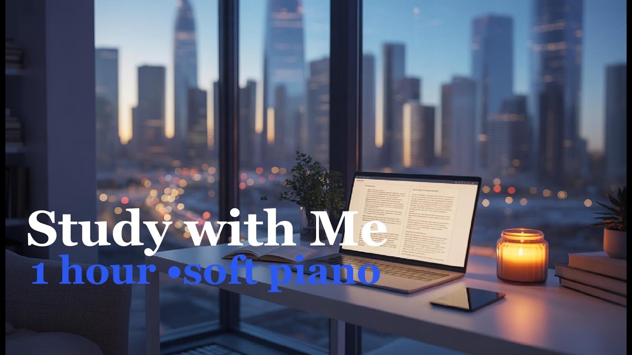 Study with Me | 1 hour Power Hour | Soft Piano