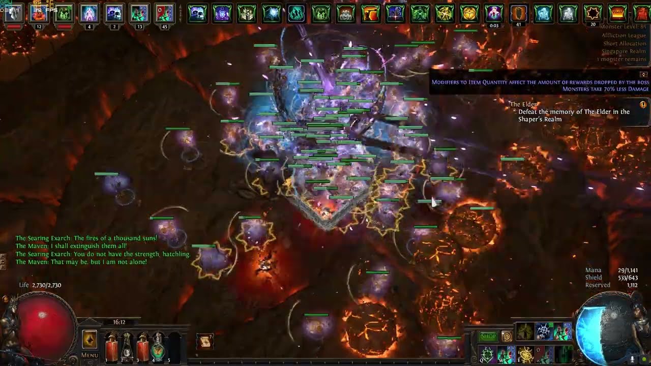 POE 3.23 Skeleton Mage VS All UBER Bosses & The Feared & Simulacrum