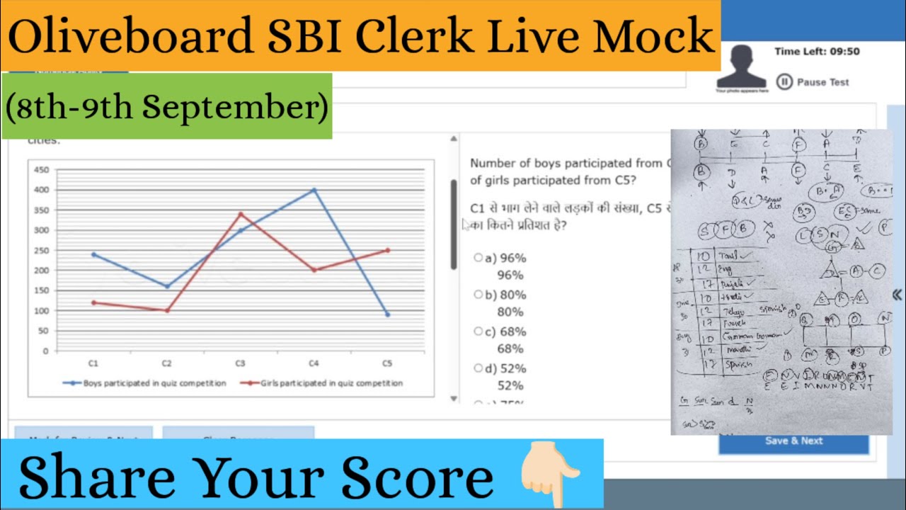 SBI Clerk Live Mock-Oliveboard(8th Sep)🎯|Let's Score Together💯|#oliveboard #mock #livemocktest #exam