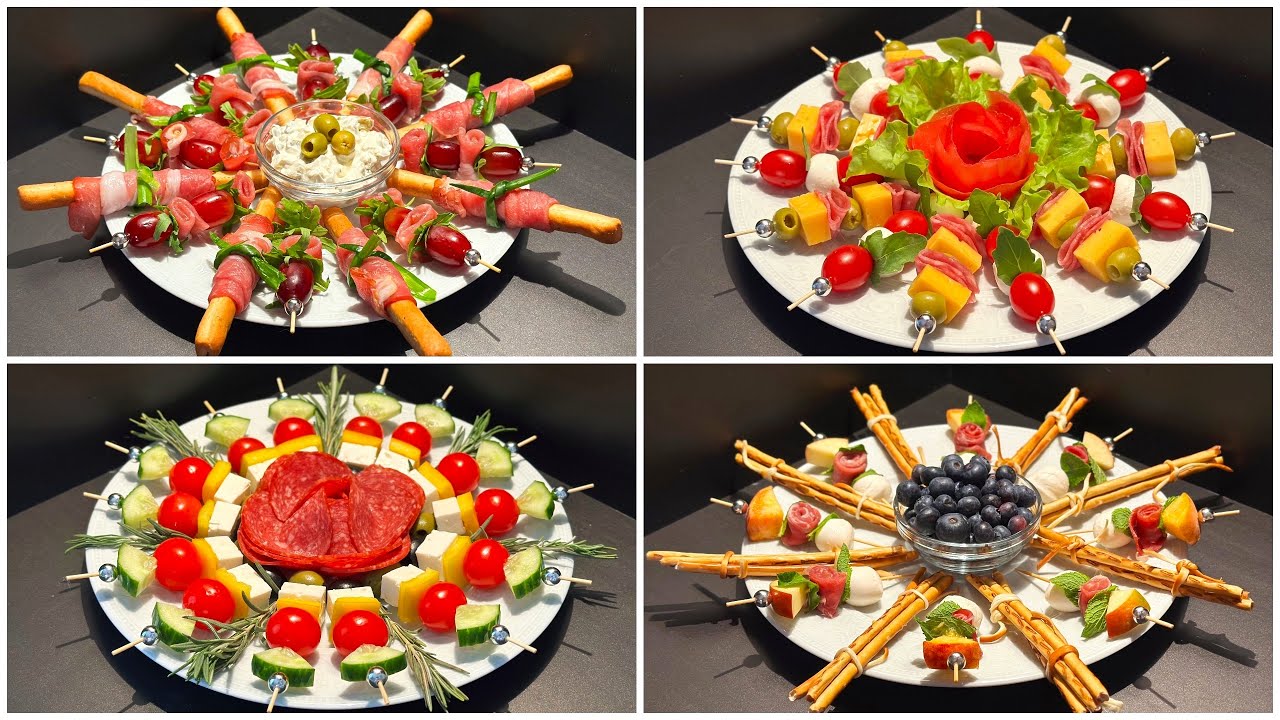 ЗАКУСОЧНАЯ ТАРЕЛКА для ваших гостей! 4 варианта красивой подачи сыров и мяса на праздник!