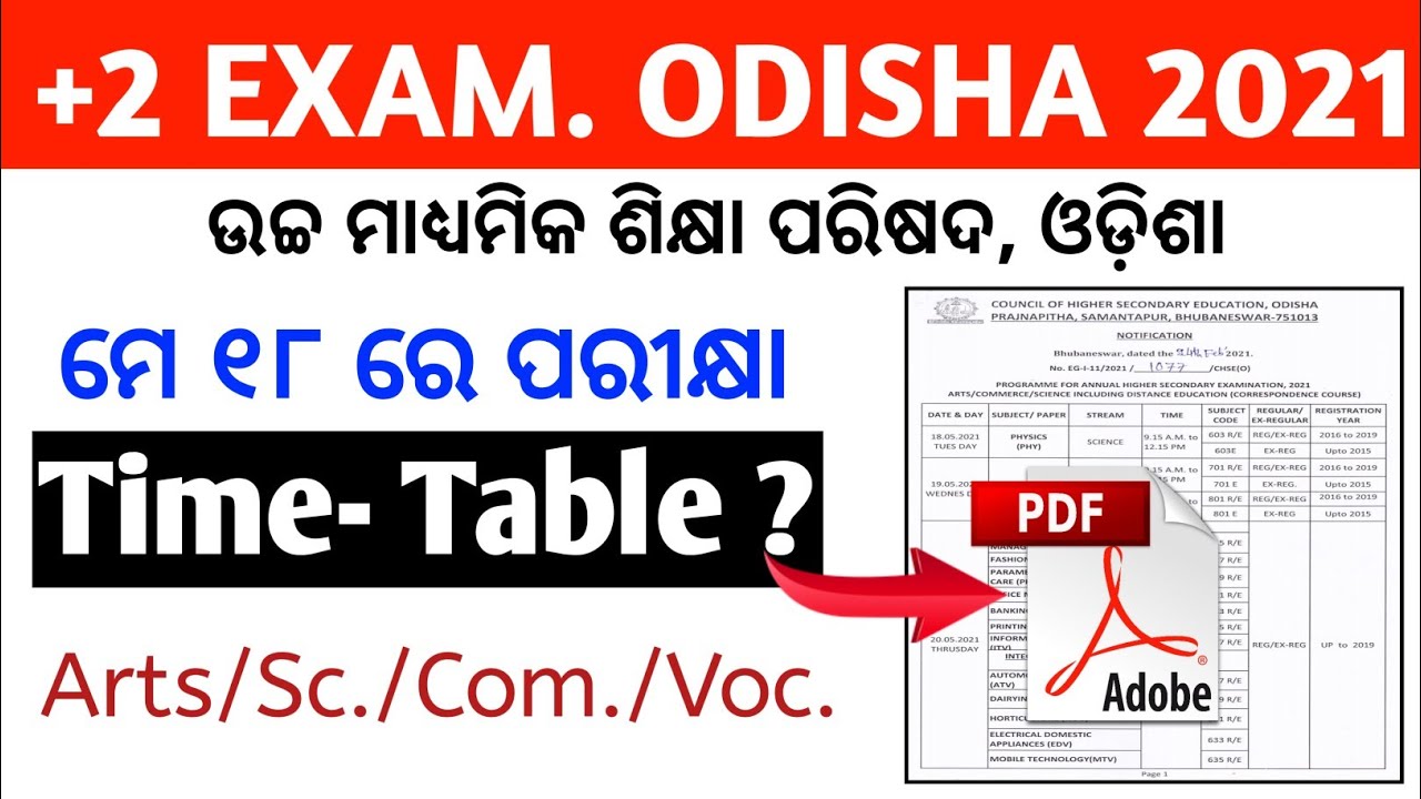 +2 CHSE EXAM. 2021 ODISHA |TIME-TABLE DOWNLOAD | ANNUAL EXAM 2021