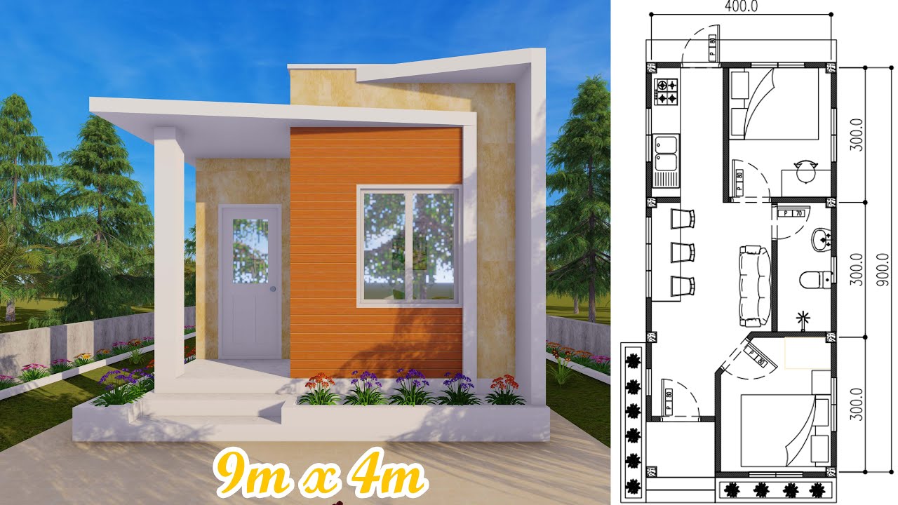 9X4 METERS SMALL HOUSE WITH 2 BEDROOM