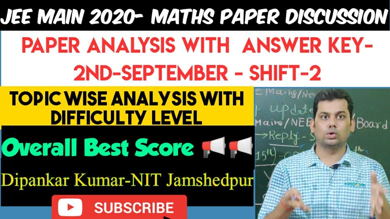 #JeeMain2020 #JeeMain2020SeptemberAnalysis #Jee Main 2020 September2nd|Maths answer key(2nd Shift).