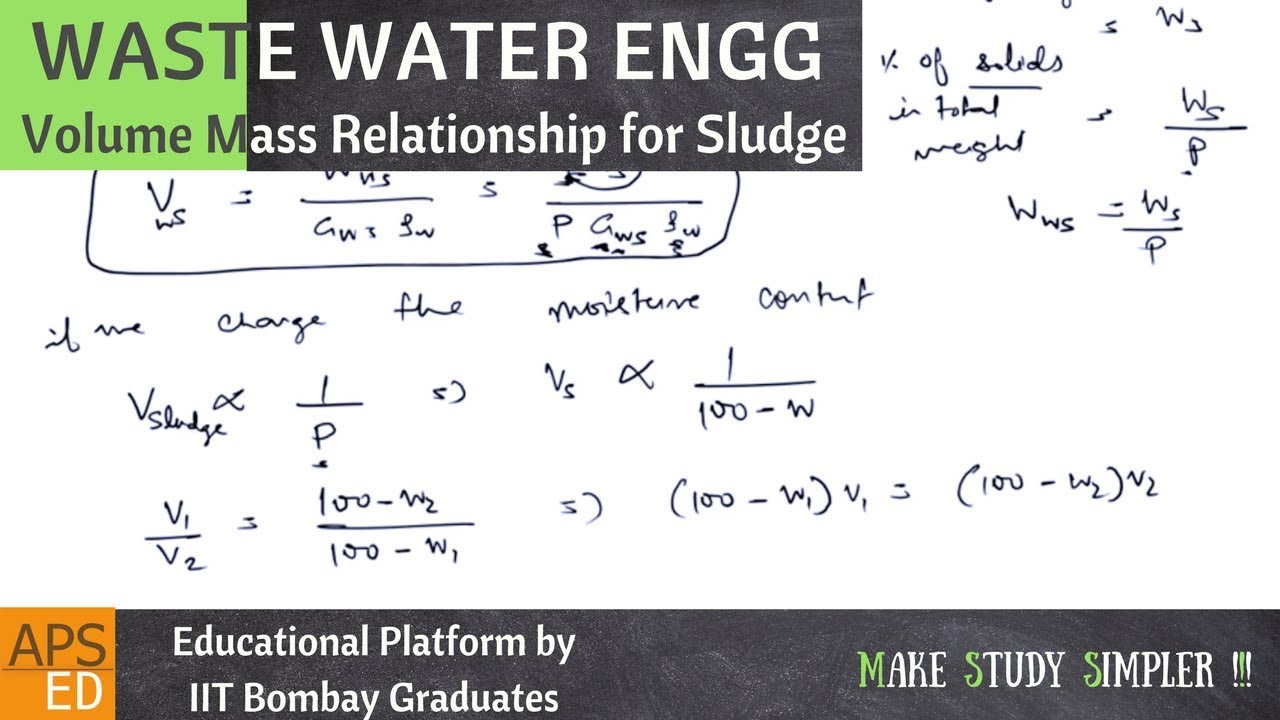 Volume Mass Relationship for Sludge | Waste Water Engineering