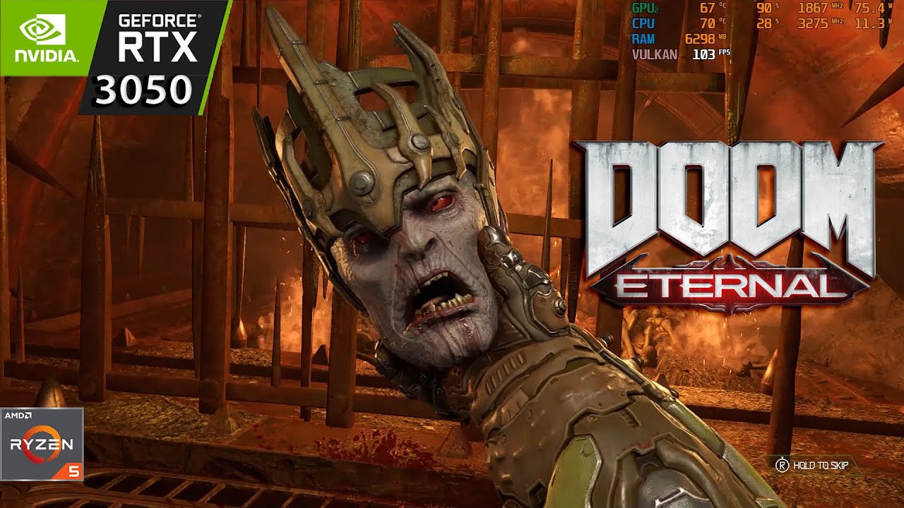 DOOM Eternal on RTX 3050 laptop 75W + Ryzen 5 5600h : All Graphics Settings 1080p
