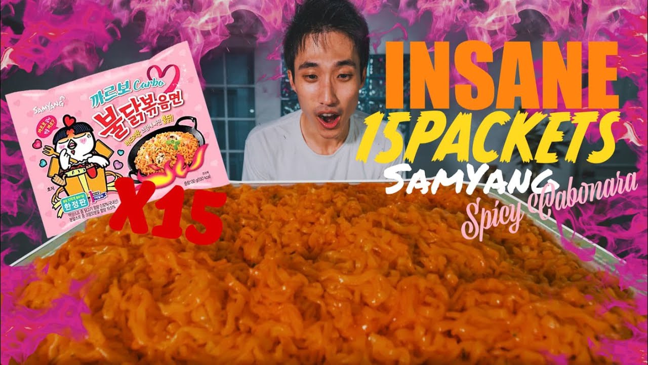 INSANE 15 PACKS SPICY FIRE NOODLES CHALLENGE! | Eaten in 20 minutes?!