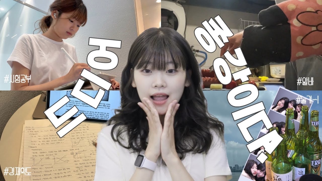 공부할 땐 공부하고, 놀땐 놀쟛!!!❤️‍🔥 과대 대학생의 종강 일주일zip📁ㅣ대학생 시험기간, 알바, 경제학도, 종총, 만취💤ㅣ대학생 브이로그