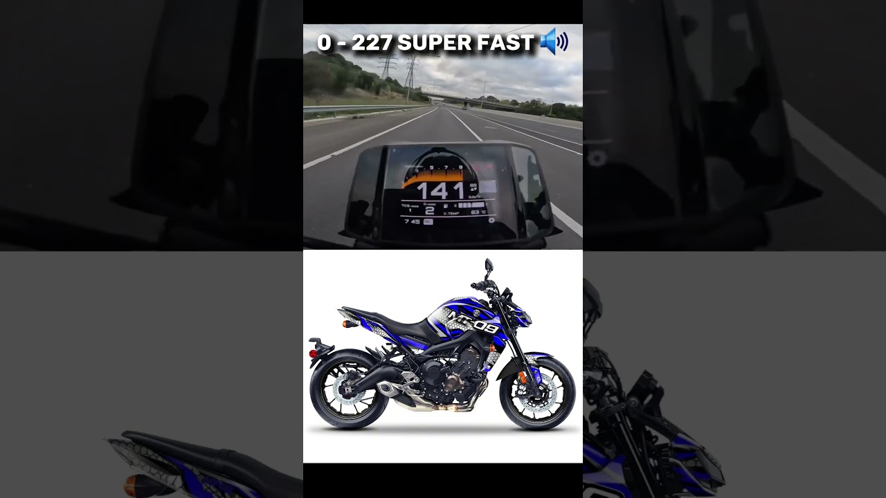 Yamaha MT09 Top Speed | Acceleration 0 to 227 ☠️