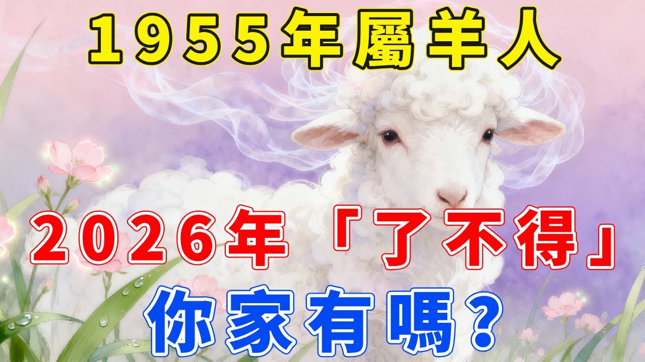 1955年屬羊人，乙未年出生，2026年「了不得」！你家有嗎？【福慧生肖】#生肖 #運勢 #風水 #財運 #命理