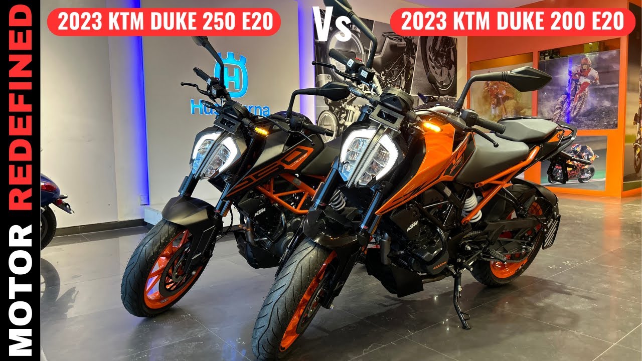 2023 KTM Duke 200 E20 VS KTM Duke 250 E20 Detailed Comparison | Motor Redefined.