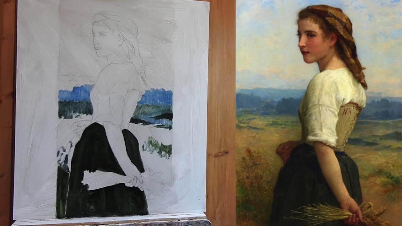 Bouguereau's Gleaner - oiling out and blocking in