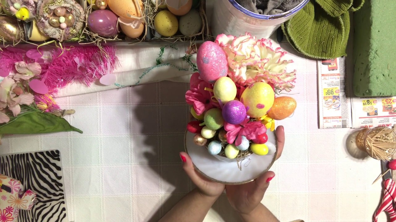 #13  Easter 🐇 Series 2017 -  Teacup Floral Arrangement Tutorial - Easter Inspired