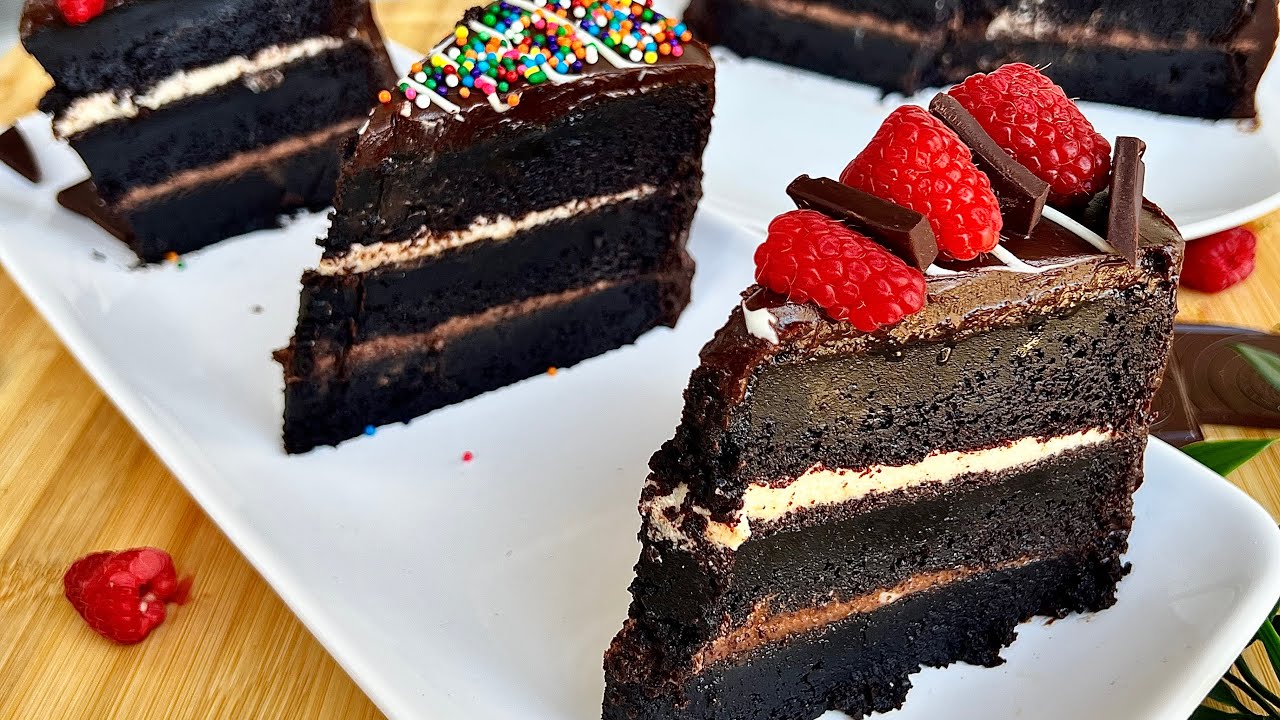 Moist and fudgy chocolate cake