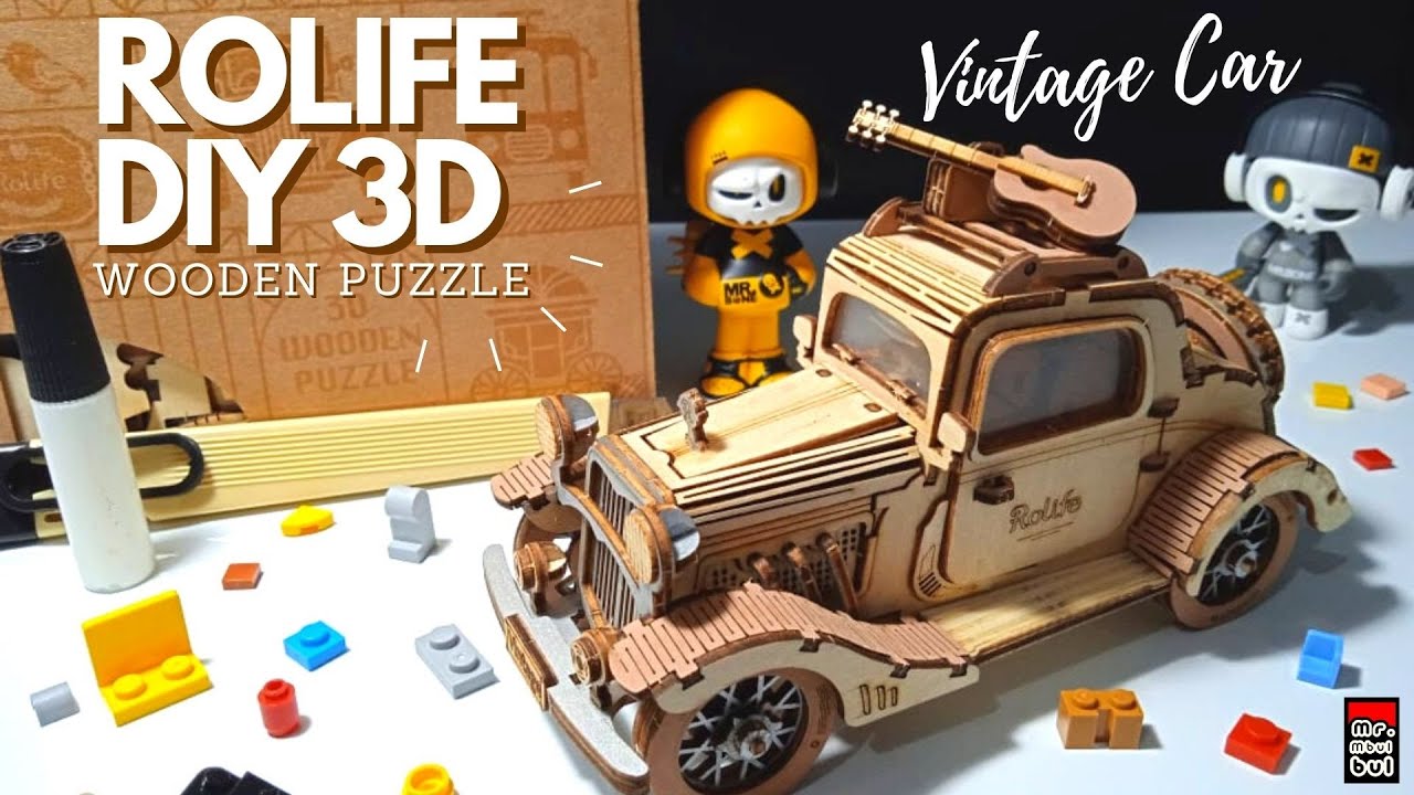 DIY 3D Wooden PUZZLE ROLIFE Vintage Car TG504 | Unboxing Speed Build (Review)
