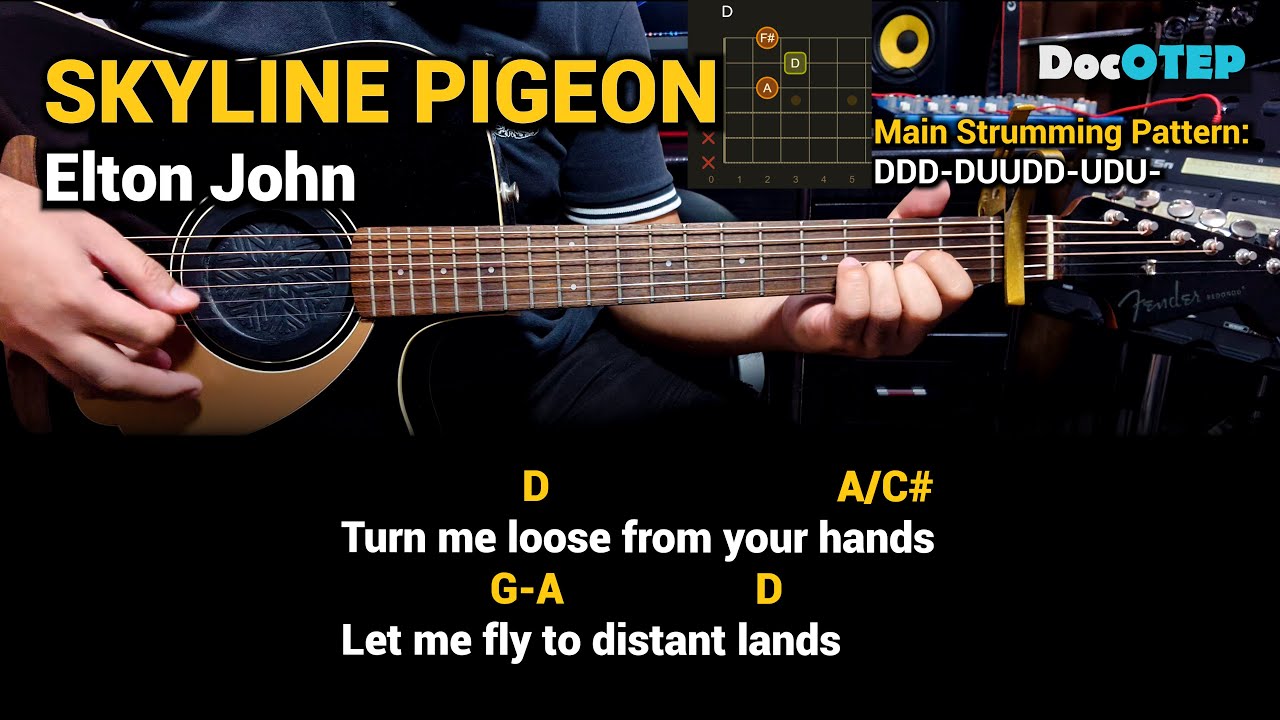 Skyline Pigeon - Elton John (Guitar Chords Tutorial with Lyrics)