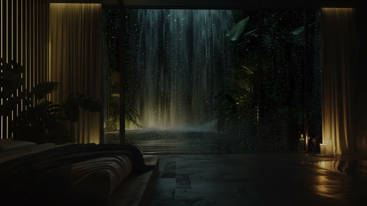 Rainfall on Window and Streaming Waterfall: Perfect Background for Relaxation and Restful Sleep